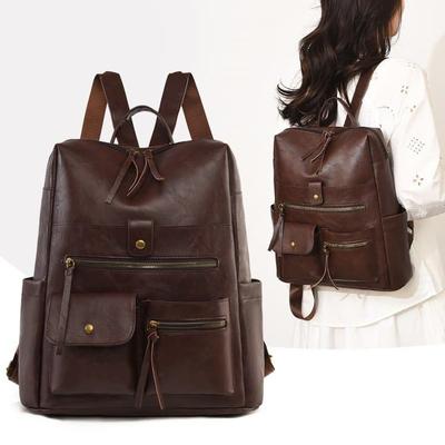 Retro Lederrucksack Damen Reise Schultasche