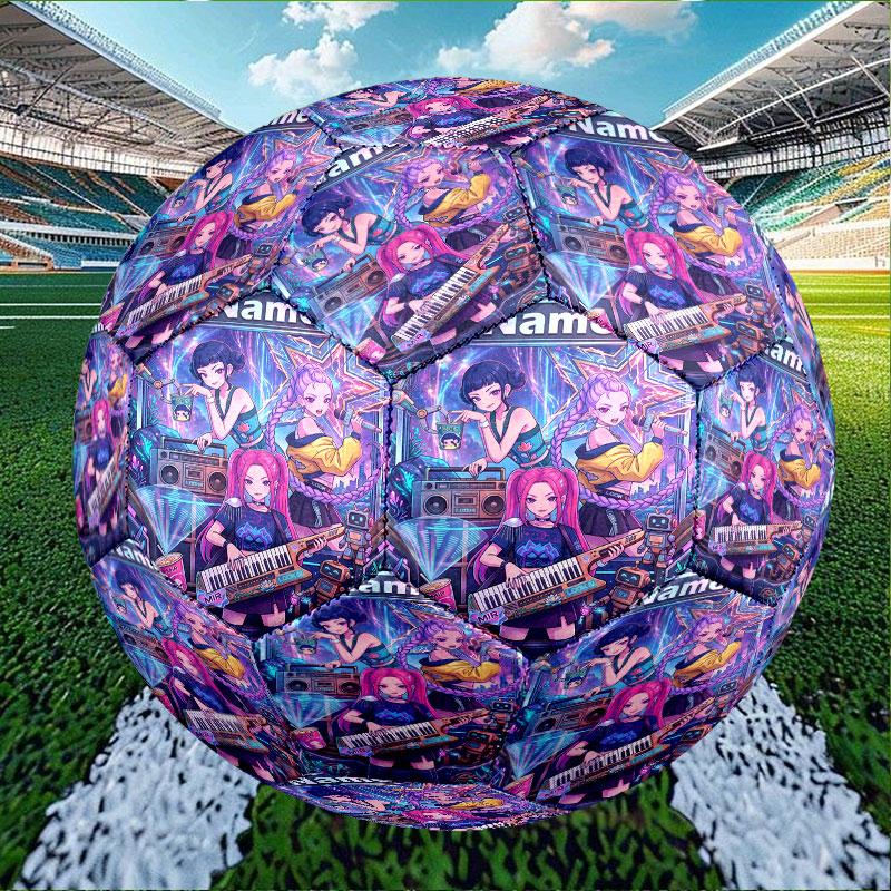 Custom Name Personalized Kpop Demon Hunter Print Size 5 Soccer Ball Training & Match Football, for Team, Kicking, Gift for Football Enthusiasts