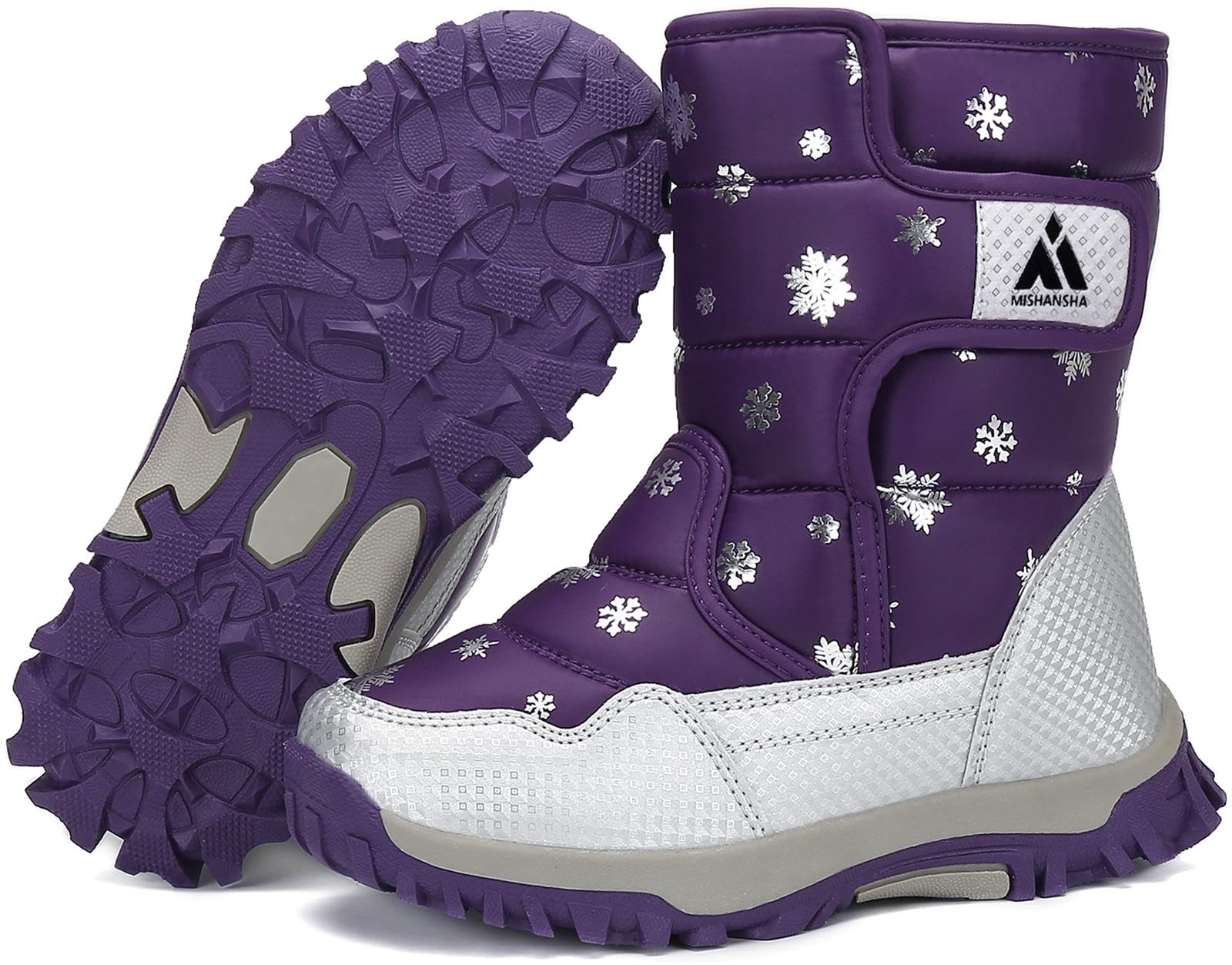 

Mishansha Winter Snow Boots with Fleece Waterproof and Perfect for and Playing in the for Boys and Girls Kids Lining, Non-Slip, School, Outdoors,