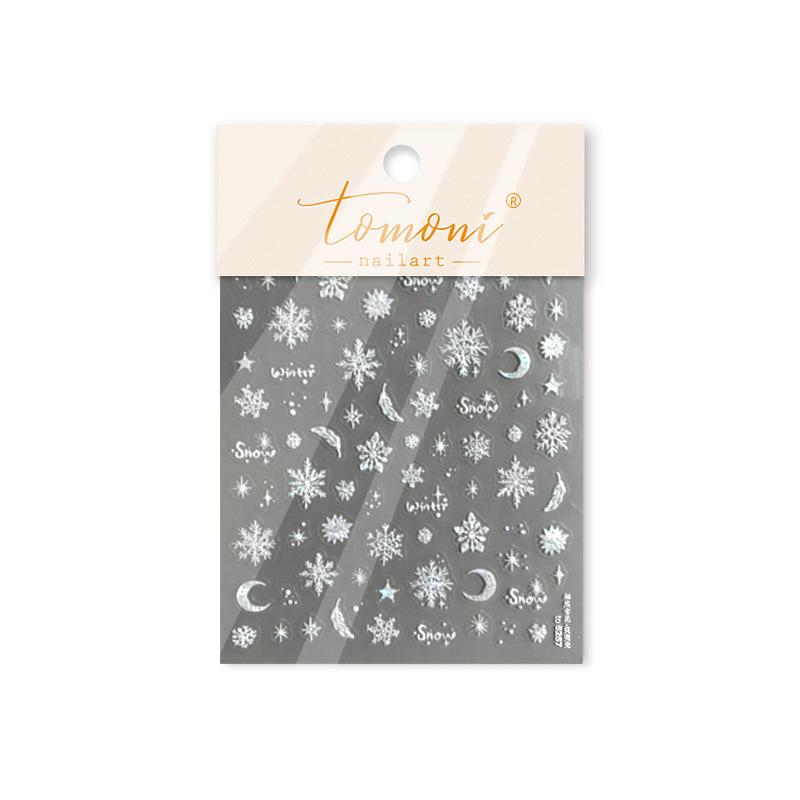 Tomoni Shell Light Winter Snowflake Sweater Nail Stickers - Translucent Christmas Nail Art Decals