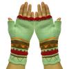 Vintage Multicolor Knitted Gloves with Floral Winter Warm Fingerless Gloves Knit Gloves for Girls Women