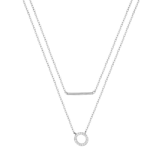 

Ожерелье из серебра 925 пробы с двухслойной цепочкой из хрусталя и круглой подвеской, колье-чокер для девушек и женщин, ошейник, ювелирные изделия