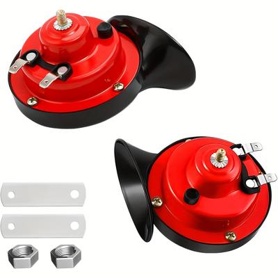 2 130dB Super Loud Train Horns, 12 Volt Air Horn Replacement Kit, Automotive Air Electric Dual Horns, General Motors, Motorcycles, Trucks, Bicycles