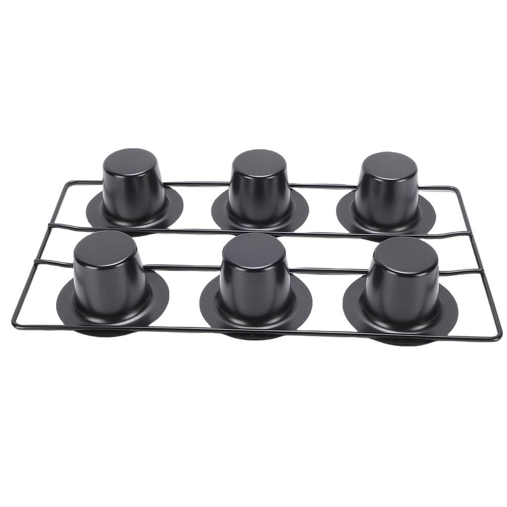 6 Cup Popover Pan for Baking Deep Non Stick Sturdy Carbon Steel Bakeware Easy to Clean for Pudding Muffins Popovers