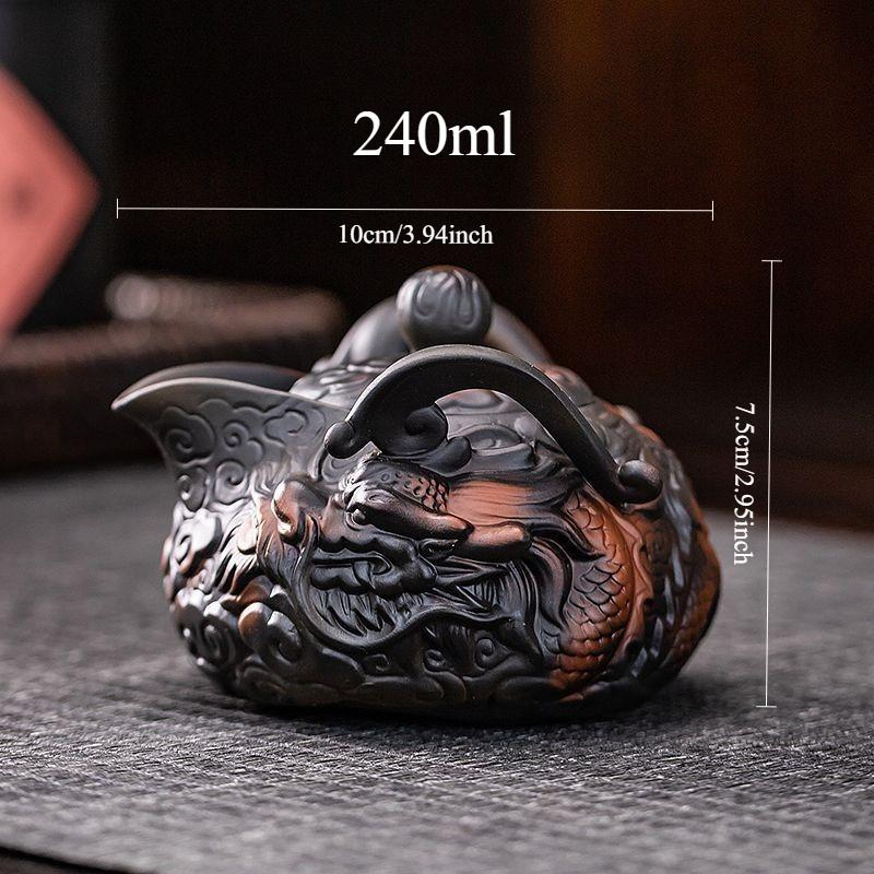 

Purple Clay Relief Auspicious Dragon Hand-Grip Ceramics Teapot One Teapot Two Cups Home Tea Brewing Set Kung Fu Tea Set Suit