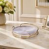 Glass Tray with Metal Frame Tone Round Handles Decorative for Home Stylists, Hosts, Coffee