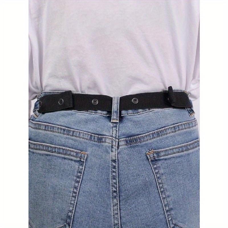 1pc Jean Waist Adjustment Buckle, Black Nylon Invisible Waist Elastic Strap, For Pants