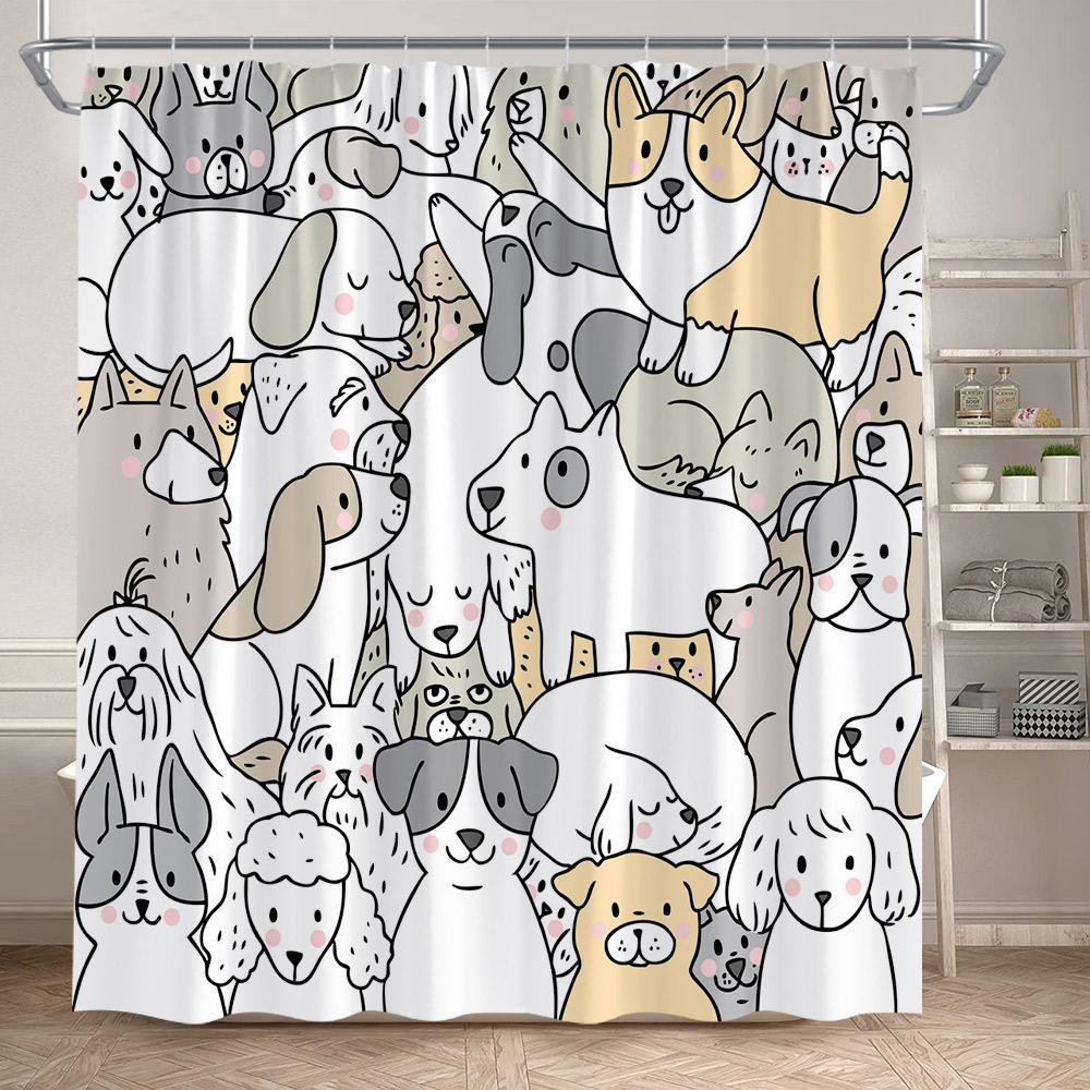 

Смешные мультяшные занавески для душа с купающимися кошками, милые животные, домашний питомец, кошка, детская занавеска для ванны, полиэстер, декор для детской ванной комнаты с крючками 90x180cm-35x70in