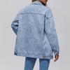 Light Blue Oversized Denim Jacket with Metal Buttons