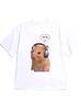 Funny Hamster Headphones Graphic Tshirt Cute Meme Print Round Neck Short Sleeve Tee Casual Daily Top For Wear Unisexs Tshirt