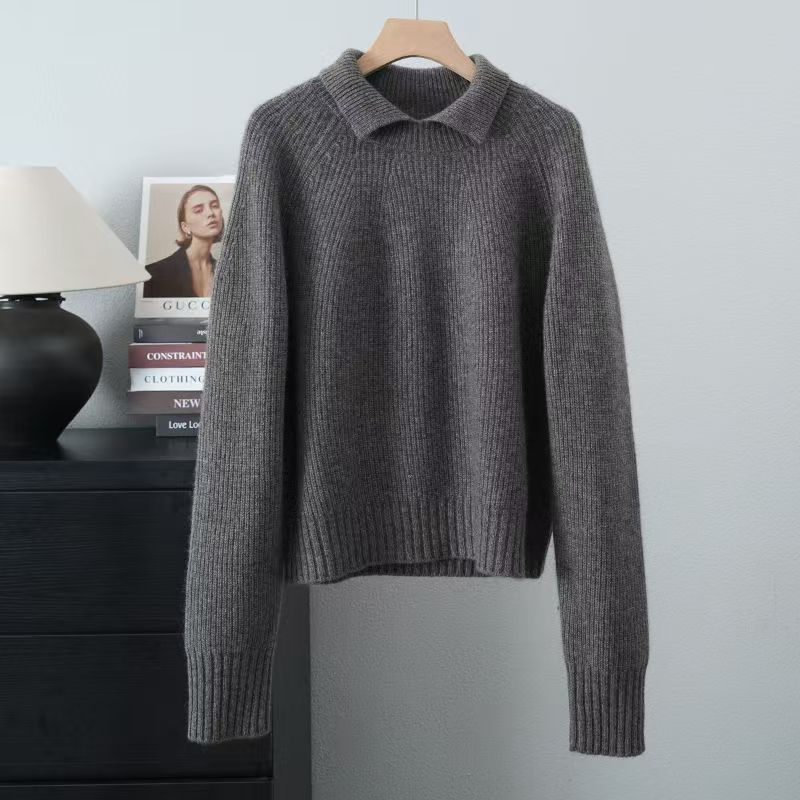 Fashion France Knit Long Sleeve Tops Woman Design Loose Slim Solid Sweater Female Retro Chic Elegant Casual Thicken Warm Clothes New