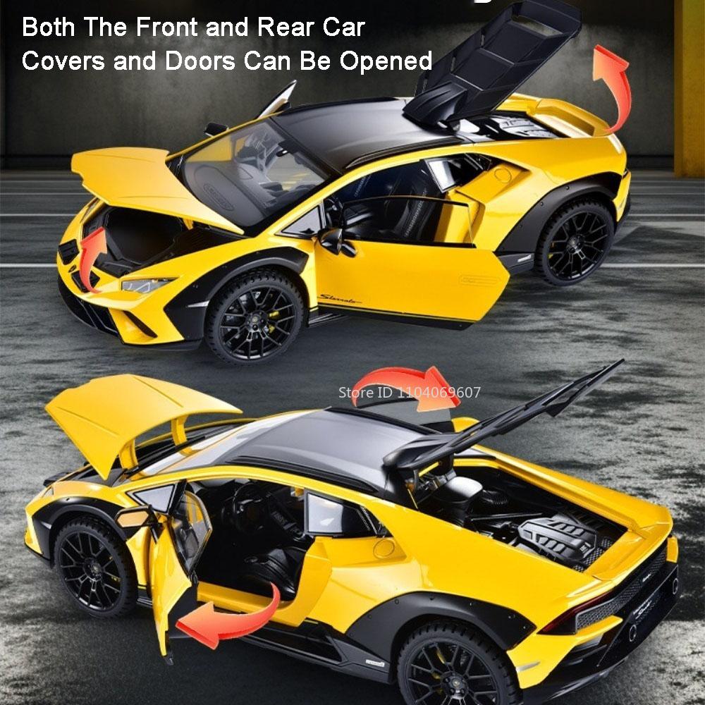 1:24 Scale HURACAN STERRATO URUS Car Model Toy Metal Diecast Sound Light Shock Absorption Models Hobby Presents for Children