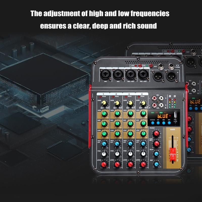 6Channel Bluetooth-compatible Audios Mixer With DSP Reverbs Effects USB Interfaces And 3Band EQ For Home Studio Recording