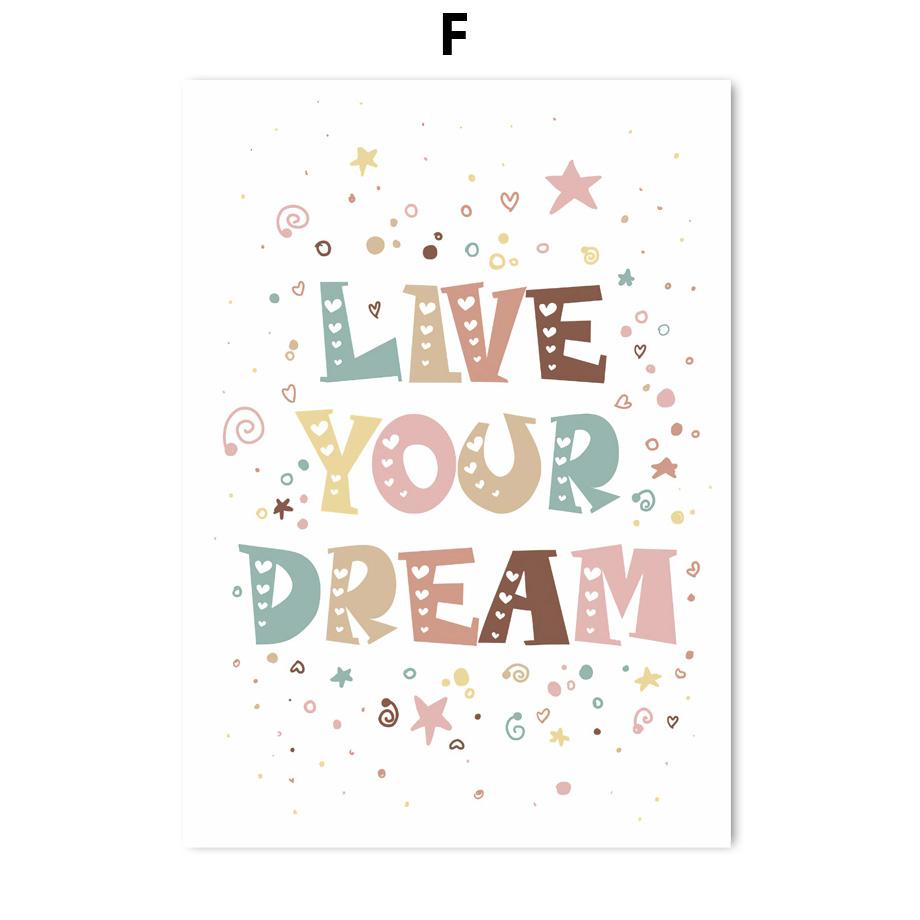 

Мультфильм «Живи своей мечтой» с цитатами, плакаты на скандинавскую тему, Радуга, Солнце, звезды в форме сердца, художественная картина на холсте, настенные панно, декор для детской комнаты 21x30cm No Framed