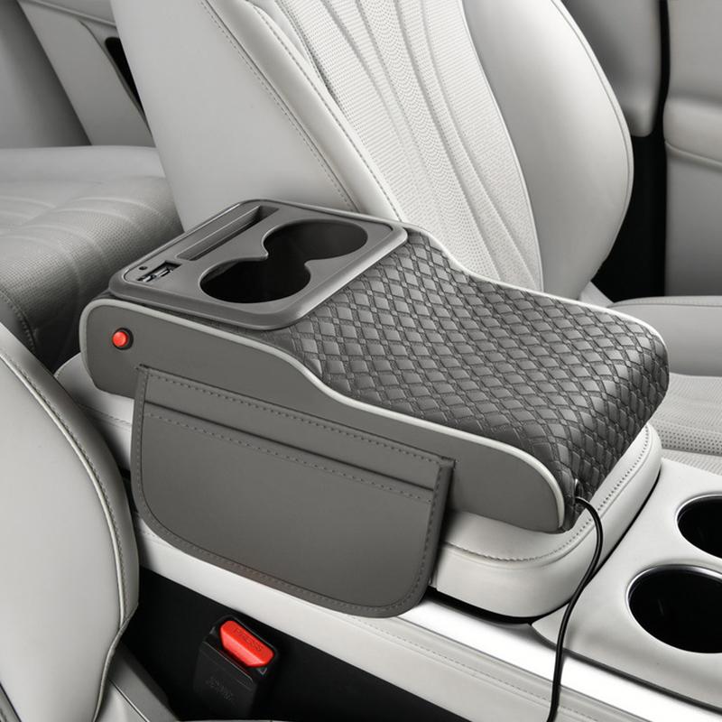10-in-1 Multifunctional Car Armrest Storage Box Superior Sporty Heightening Pad Usb Charging Port With Starry Atmosphere Lamp