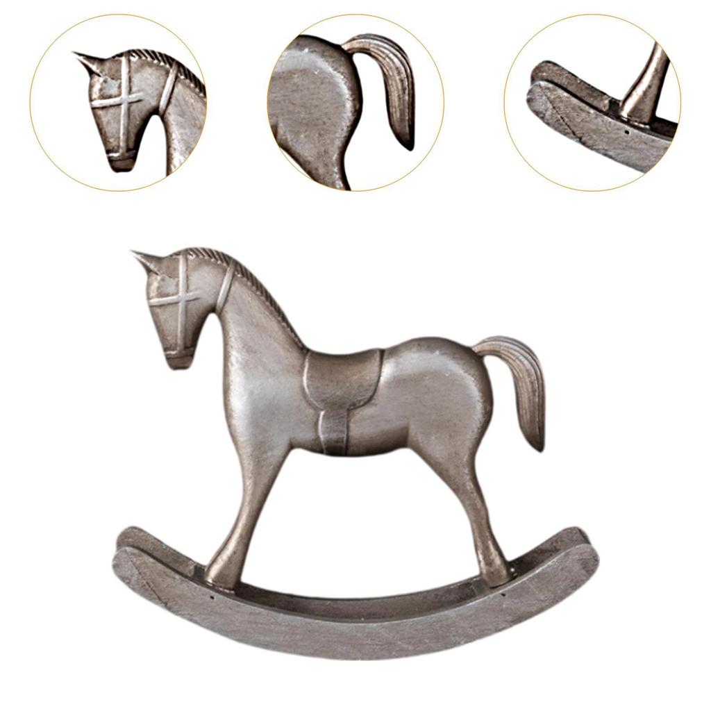 Rocking Horse Statue Artistic Art Crafts Decoration Versatile Decorative Figurine for Tabletop Living Room Office Cabinet Porch