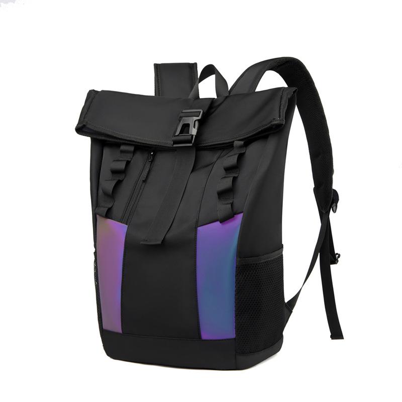 Reflektierender Roll-Up-Rucksack im Hongkong-Stil: Trendiger, vielseitiger Rucksack mit großem Fassungsvermögen zum Wandern und für die Freizeit.