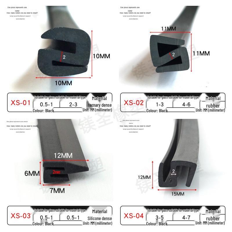 Glass Window with Sealed Card Edge, Anti-Scratch Rubber Strip, Wear-Resistant Edging, Waterproof, Anti-Collision Adhesive Strip