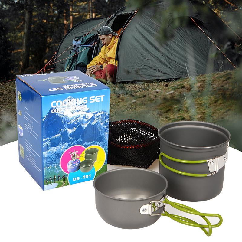 Lightweight Camping Cookware Set 10 Piece Ultralight Mess Kit Durable Non Stick for Hiking Mountaineering