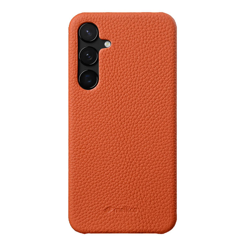 MELKCO For Samsung Galaxy S24+ Cell Phone Case Drop Proof Genuine Cow Leather+PC Cover