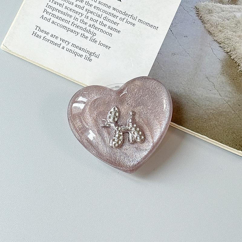 Solid Color Heart Phone Grip: Magsafe Magnetic Holder & Finger Ring for Korean Girls.