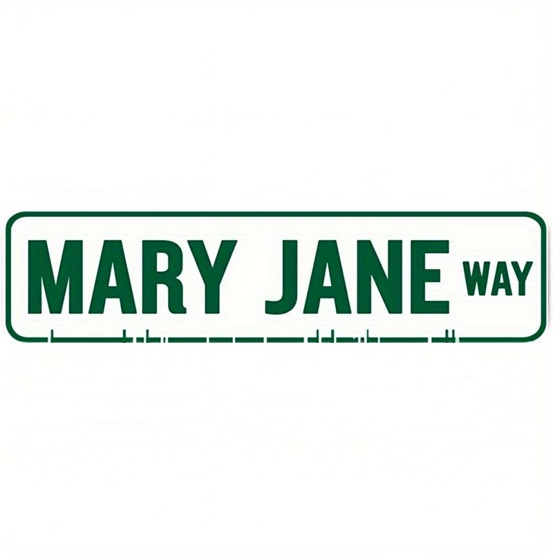 Decor Pinche Vintage Tin Sign 40.64x10.16 cm MARY JANE WAY Aluminum Art Plaque, Suitable for Gothic Wall Decor in Home, Bathroom, Kitchen, and Every R