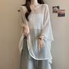 2026 New Hollow-out Knit Cover-up Air-conditioning Shirt Women Lazy Style Mid-length Loose Knit Top Beach Sun Protection Shawl For Spring Summer