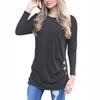 Stylish Long-sleeve Button Detail T-shirt For Women In Various Colors And Sizes