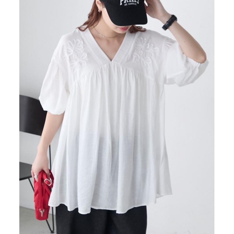 Foreign single Japanese and Korean ins spring and summer new V-neck temperament versatile shirt, fashionable loose breathable top