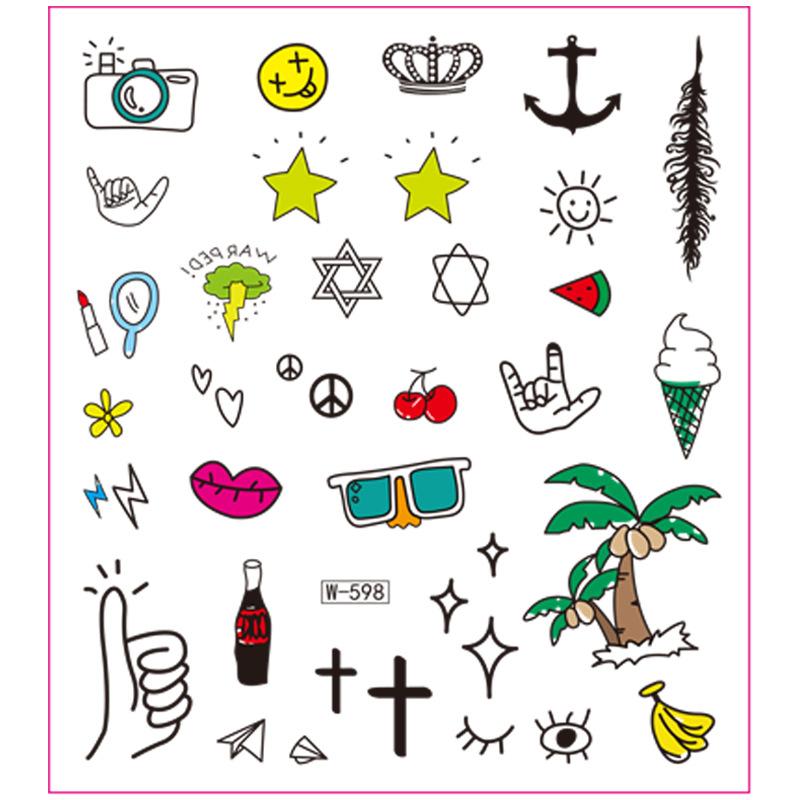 Campus Students Male And Female Tattoo Stickers Waterproof Tattoo Stickers Cartoon Butterfly Text Tattoos