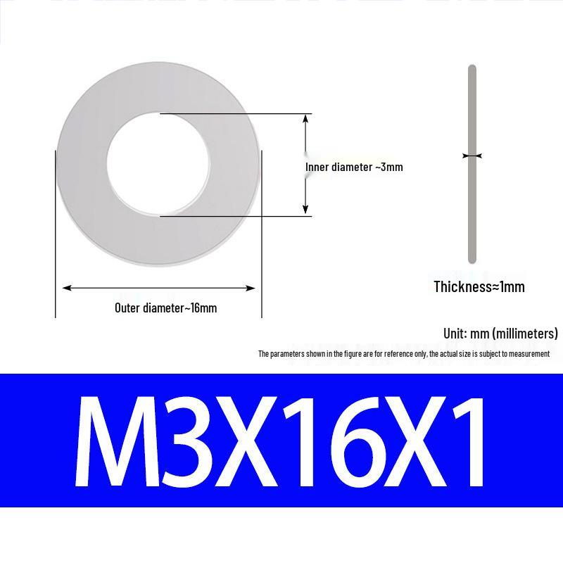 304 Stainless Steel Ultra-Thin Flat Washer, Thickness: 0.1/0.2/0.3/0.4/0.5 Mm, Sizes M1-M8