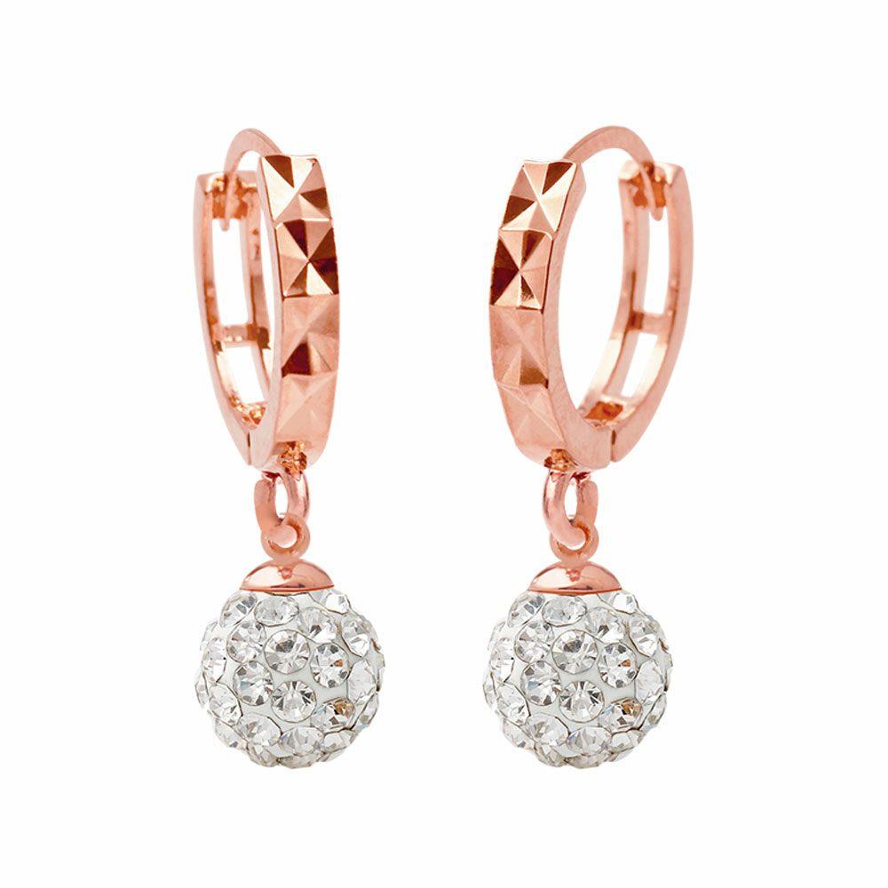[Merry-Grin] 14K Gold Pin Earrings Birthstone Color Mirror Ball April Diamond