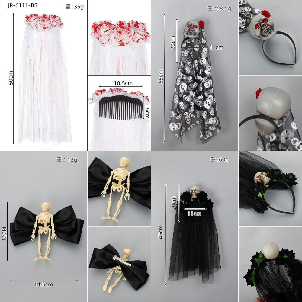 Headband Bloodstained Veil Gothic Halloween Skull Headband Horrible Skull Head Choker  Cosplay