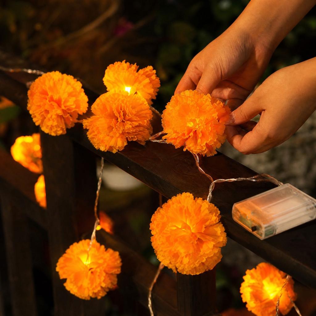 Mexican and Flower String Lights - Battery Operated Party Decorations For, Halloween, Home and Garden