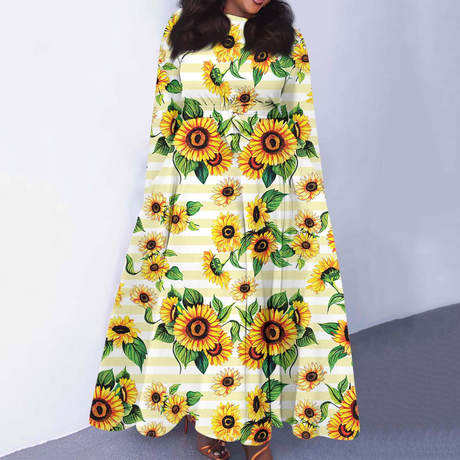 

Женское повседневное модное платье большого размера с круглым вырезом, длинным рукавом, карманами и бретельками, повседневное и удобное XL жёлтый