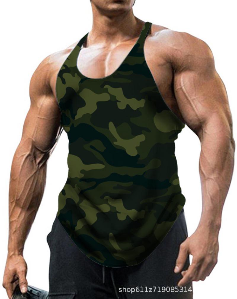 Men's Plus Size Camouflage U-neck Sleeveless Gym Vest