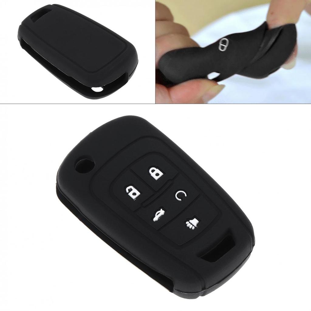 Silicone Key Fob Cover For Chevy, Buick, GMC - 5 Button Flip Key, Many Models 2010-2019