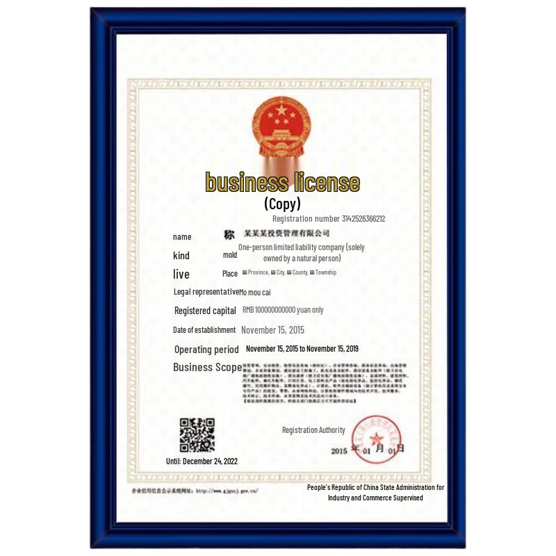 

A4 Business License Wall Frame