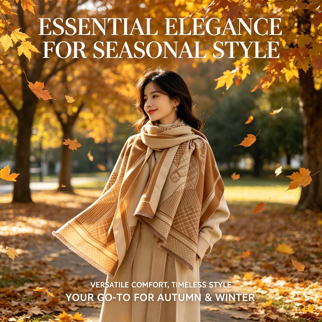Bufanda de chal cálida para mujer, capa elegante de imitación de cachemira para otoño e invierno