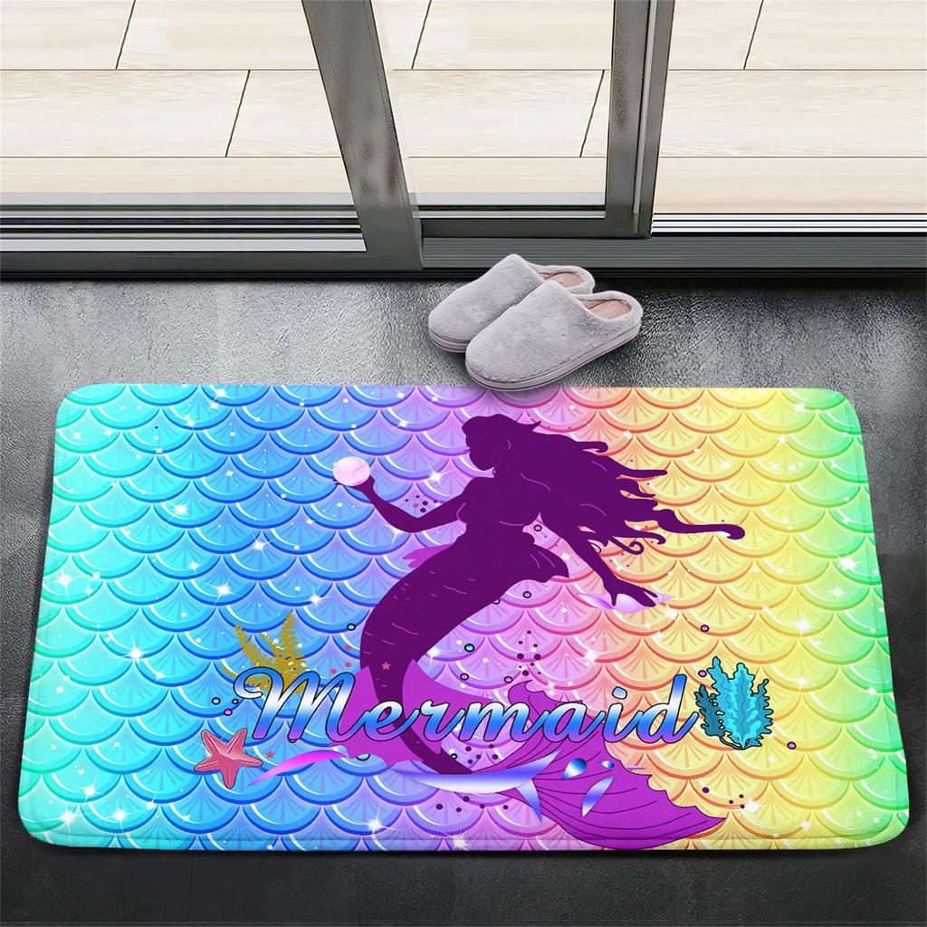 Cartoon Mermaid Girl Area Rug The Underwater World Carpet Ocean Animal Floor Mat Sea Mats Home Living Room Kids Bedroom Doormat