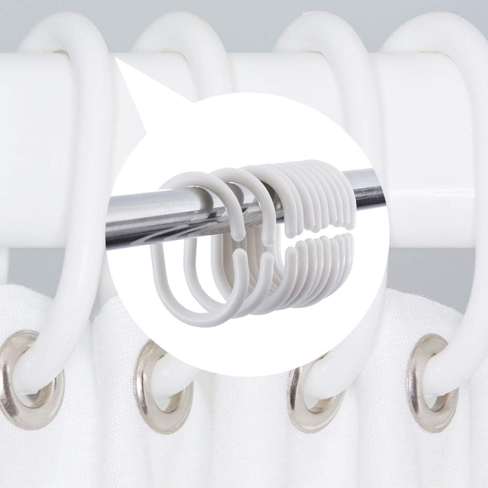36 Pcs Plastic White Shower Curtain Rings Curtain C Rings Hooks Hanger Bath Drape Loop Clip Glide