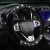 Black Bling Steering Wheel Cover Fluffy Rhinestone for Women Girls
