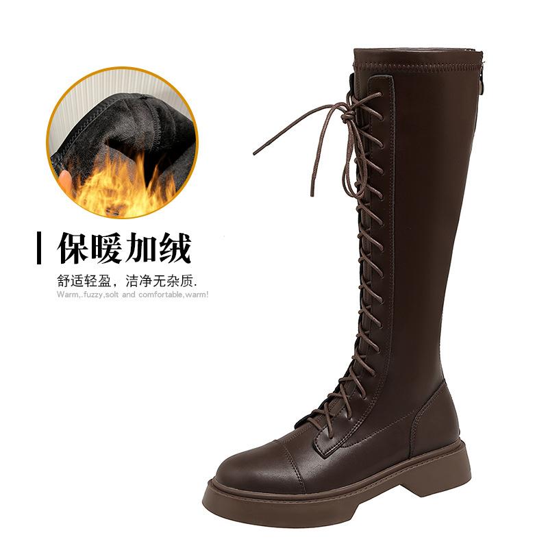 

Рыцарские сапоги 2025 новые женские плоские сапоги высокие эластичные тонкие сапоги ветер ботинки Мартина весна и осень 40