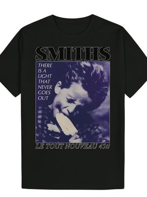 Herren Schwarzes Grafik-T-Shirt SMITHS THERE IS A LIGHT THAT NEVER GOES OUT Reine Baumwolle Paar Streetwear Oberteil