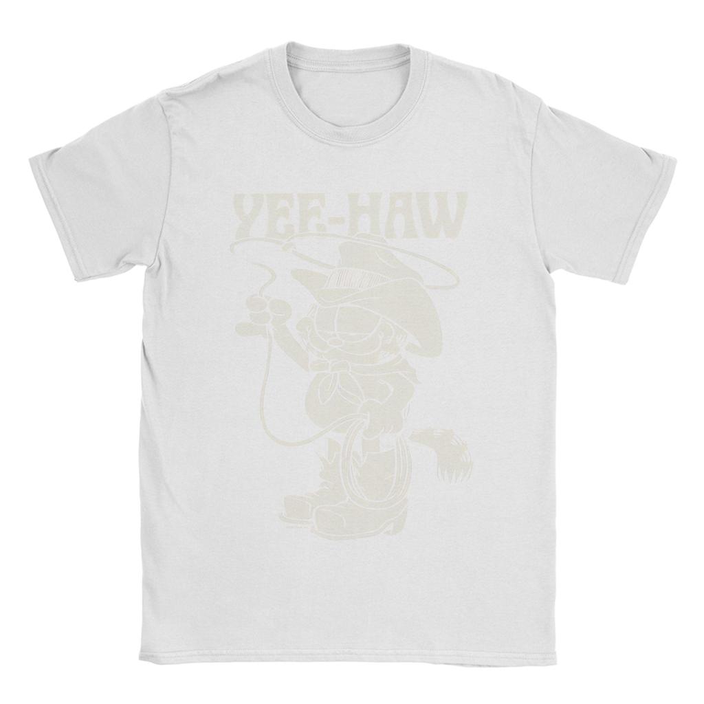 Garfields Cowboy Yee-Haw Vintage Retro Big Chest T-Shirts Cotton Tee Shirt Crewneck Short Sleeve T Shirts Plus Size Clothing