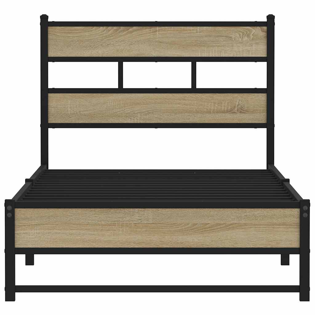 Metal Bed Frame Without Mattress Sonoma Oak Finish 90 X 190 Cm