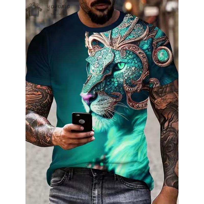Θηρίο Άγριο Λιοντάρι Εκτύπωση 3d T-Shirt Ανδρικά Κοντομάνικα Τοπ Υπερμεγέθη T-shirt Ανδρικό Σχέδιο Ρούχα Τοπ