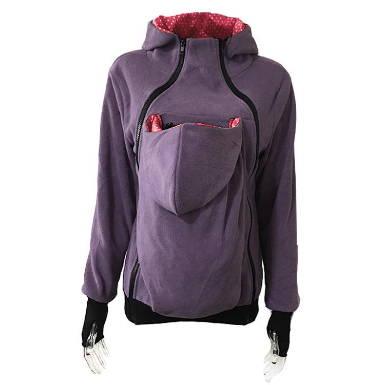 Felpa con cappuccio calda da donna per autunno e inverno, multifunzionale per la maternità, con tasca grande