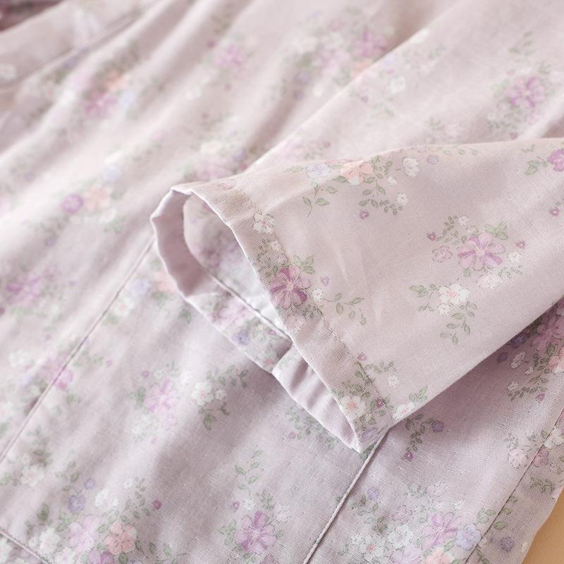 Robe de nuit en gaze florale 100% coton pour femme - Douce pour la peau & Absorbante Robe d'intérieur de loisirs