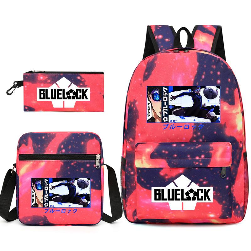 Large Capacity Schoolbag with Shoulder Strap; Student Three-piece Pencil Case Set